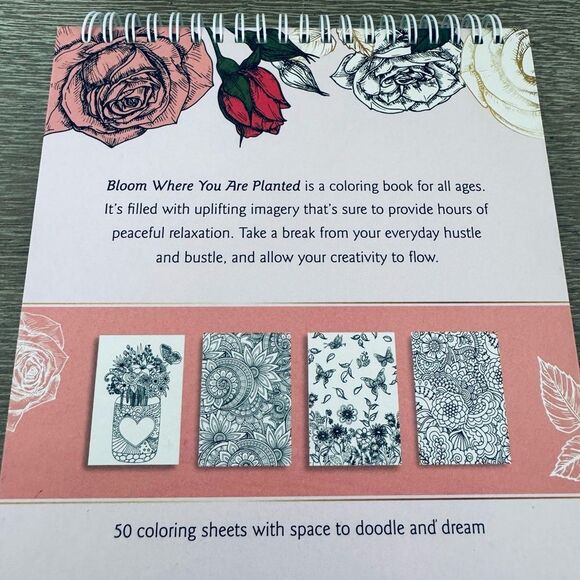 Bloom Where You Are Planted Floral Adult Coloring Book - Picture 6 of 7